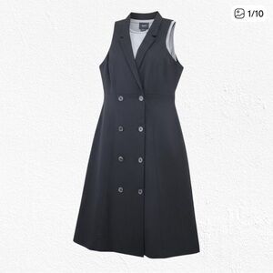 Anthropologie Black Double-Breasted Midi Dress